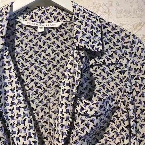 Veronica Beard Denim Worth Blouse in White Blue - Picture 7 of 7